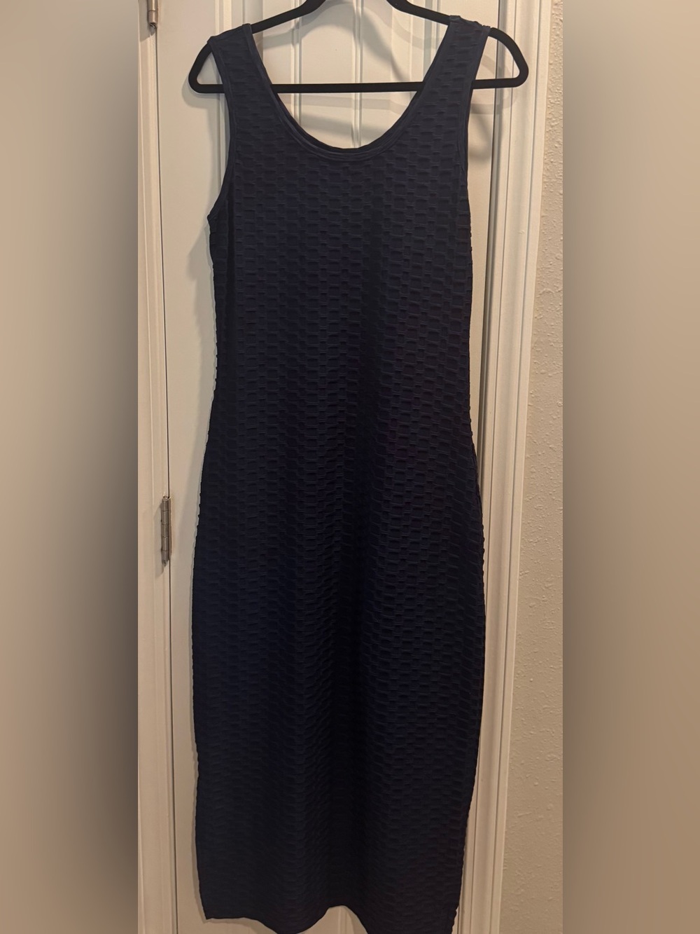 SHEIN Navy Textured Sleeveless Maxi Dress